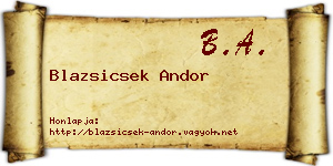 Blazsicsek Andor névjegykártya